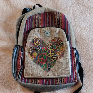 Himalayan Hemp colorful peace sign backpack